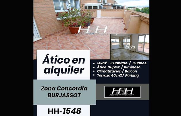Foto 1 de Ático en alquiler en Zona Concordia de 3 habitaciones con terraza y balcón
