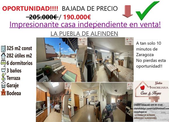 Foto 1 de Xalet en venda a Puebla de Alfindén (La) de 6 habitacions amb terrassa i garatge