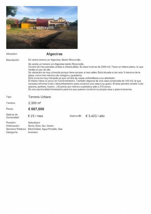 Foto 1 de Terreno en venta en calle Algeciras de 2300 m²