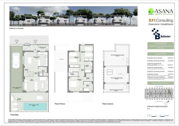 Foto 2 de Casa nueva en venta en calle Violetas de 3 habitaciones con piscina y jardín