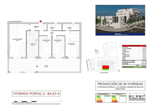 Foto 2 de Venta de piso nuevo en calle Giraldo de Merlo de 3 habitaciones con piscina y ascensor