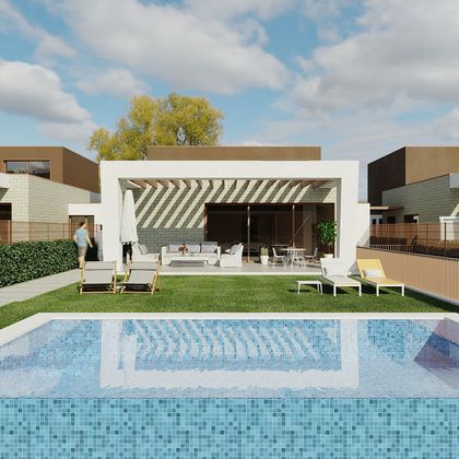 Foto 1 de Casa nova en venda a calle Miguel Hernández de 3 habitacions amb piscina i jardí