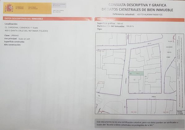 Foto 1 de Venta de terreno en calle Cardenal Cisneros de 138 m²