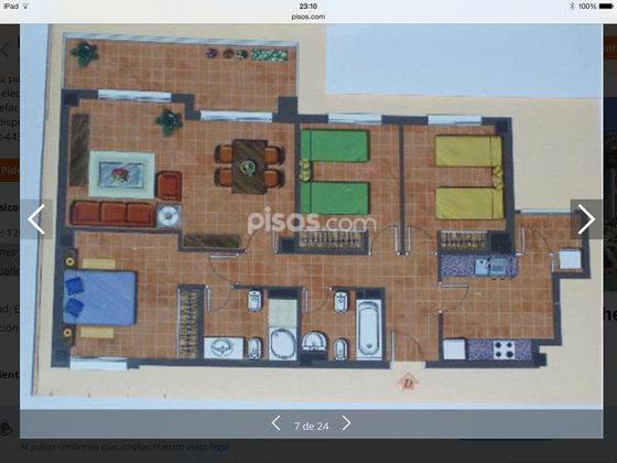 Foto 2 de Apartamento en alquiler en calle Pescara de 3 habitaciones con terraza y piscina